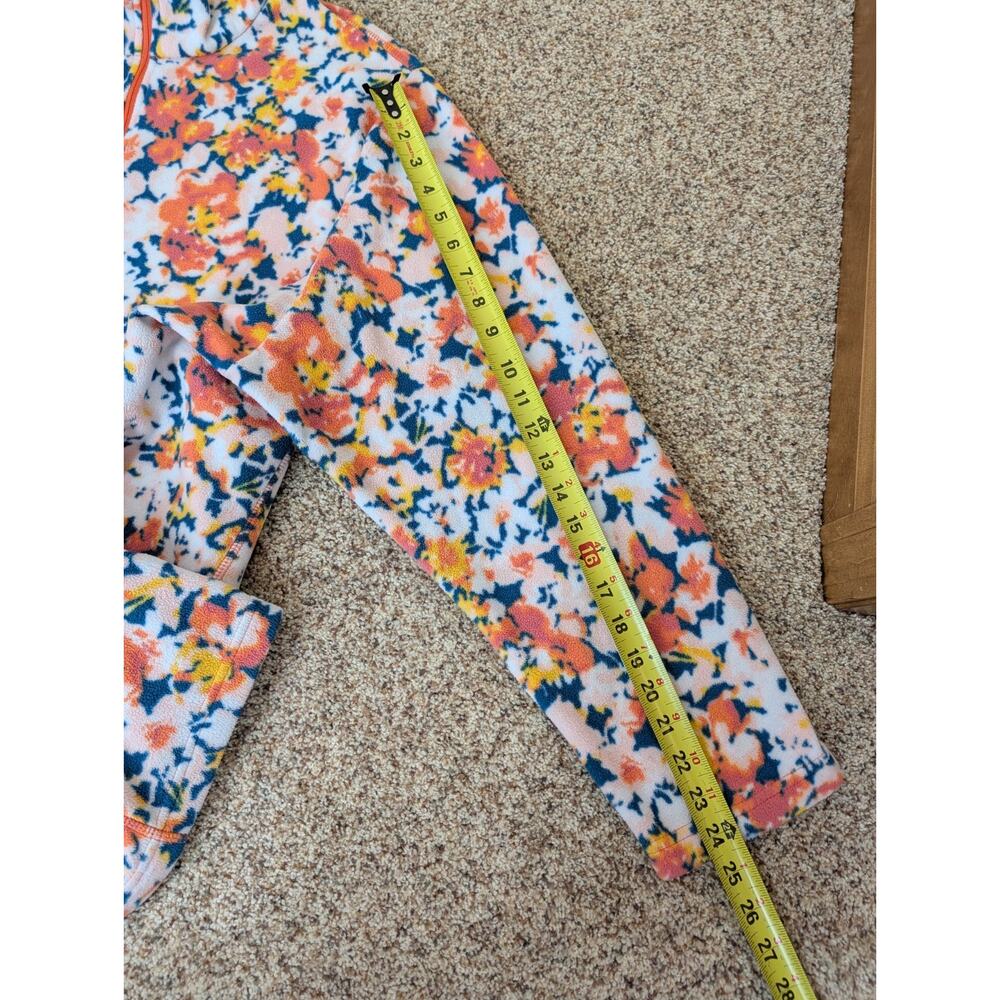Lands End Women's Plus Size 3X 1/4 Zip Fleece Multicolor Orange Pink Blue Floral - Picture 6 of 8